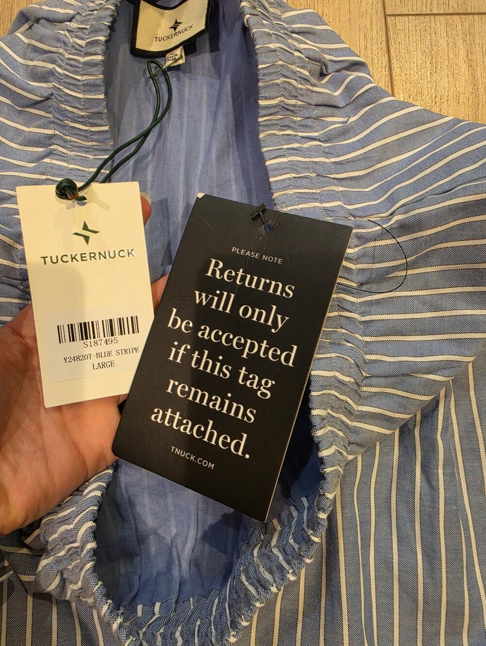 Tuckernuck Blue White Stripe Maxi Skirt Large NWT Coastal Preppy Resort - Picture 3 of 5